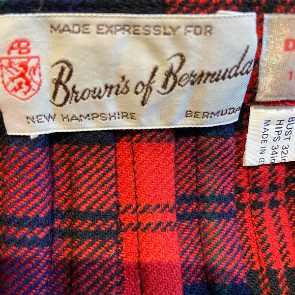 Browns of Bermuda Red Wool Pleated Kilt Size 8 - Picture 4 of 7